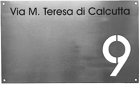 GUIZZO Creart - Externe Hausnummer aus Stahl, Hausnummern 25x15H cm Personalisiertes Hausnummernschild, Namensschild Personalisiertes Türschild Schild mit Straßennamen
