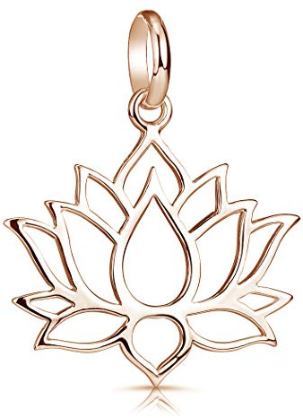 MATERIA Rosegold Kette mit Anhänger Lotusblüte - 925 Silber rose vergoldet für Damen Teenager mit Schmuck-Etui