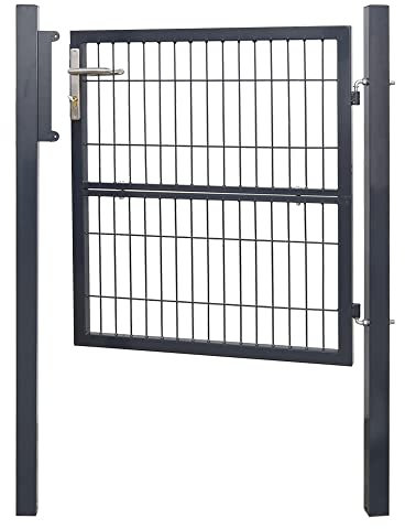 Lospitch Gartentor, Zauntür Hoftor Gartenpforte 100 × 100 cm Anthrazit, Gartentür Zauntor aus verzinktem Stahl mit Schloss, Gartentür, mit Schloss Türklinke und Schlüssel