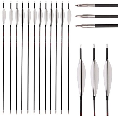 ACCMOS 28 Zoll Fusiform Feder Kohlenstoffpfeil ID 5,2 mm Spine 400 Bogensport Jagdpfeile für Recurvebogen Compoundbogen Schießen 12St (Spine 400, 28inch)