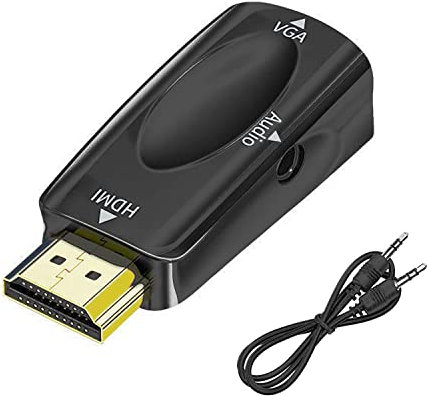 Aolirot Adaptateur HDMI vers VGA avec câble Audio de 3,5 mm, Adaptateur HDMI vers VGA 1080P Compatible avec Ordinateur Portable, PC, Moniteur, projecteur, Roku, Xbox, PS4, MacBook, Mac Mini et Plus