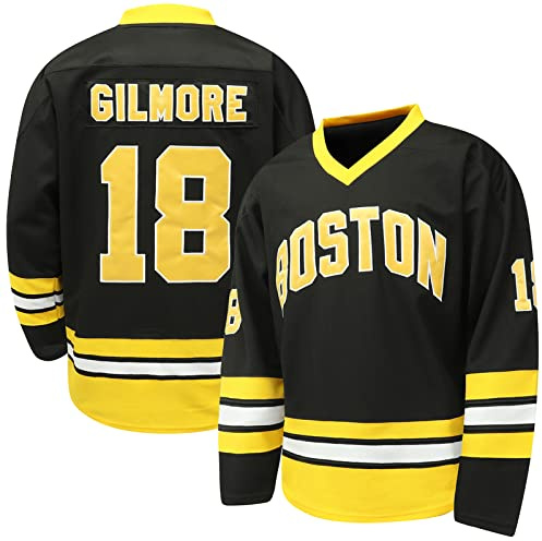 Happy Gilmore #18 Jersey Boston Adam Sandler 1996 Movie Ice Hockey Jersey Stitched S-XXXL, 90S Hip Hop Clothing for Party, 18-Black, Medium