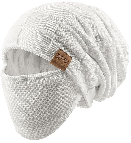 REDESS Bonnet d'hiver chaud en tricot souple et épais avec couvre-visage pour homme et femme