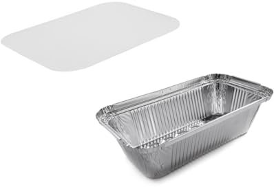M28 Vaschette in alluminio usa e getta con coperchio | R13L (670 ML) | 100 Pezzi | Vaschetta per Cibo, Congelamento, cottura, Alimenti, Barbecue, Cottura, Forno, Asporto
