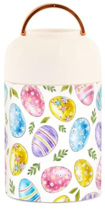Easter Eggs Green Leaves Kids Womens Lunch Insulated Jar with Spoon 17oz/500ml Lunch Containers For Hot Food Stainless Steel Vacuum Keep Warm Food Containers for Short Travel