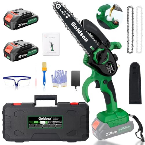 Mini Kettensäge mit Akku 4000mAh, GISTAR 6 Zoll Elektro Akku Motosäge mit Kettenspanner und Automatischer Öler, Handkettensäge für Beschneiden von Gartenzweigen und Behandlung von 15cm Heizholz