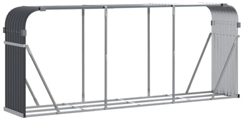 vidaXL Vedställ antracitgrå 234x45x100 cm galvaniserat stål, vedhylla, ved förvaring, vedförvaring, vedhyllor, vedställ metall