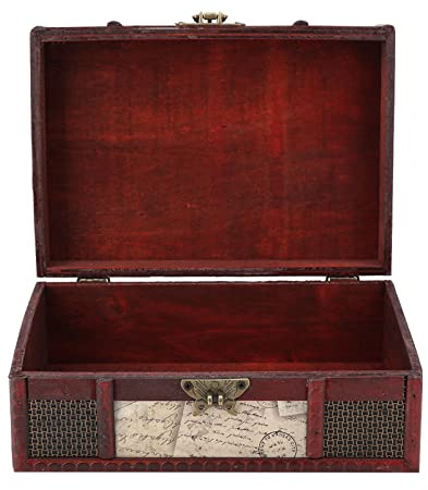 Kleine Holzkiste mit Deckel, Vintage Schatztruhe Kindergeburtstag Holz Schatzkiste Koffer Truhe Deko Holzkiste Geschenkbox mit Schloss, für Dekoration und Aufbewahrung