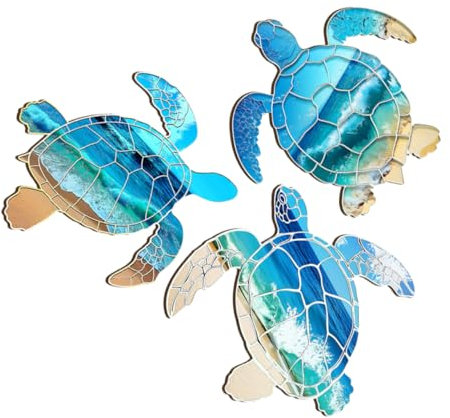 GARVALON 3stücke Schildkröten-wanddekoration Aus Holz Bunte Schildkröten-wandkunst Schildkröten-wanddekor Für Draußen Schildkröten-dekor Für Garten Und Park Schildkröten-wandbehang Für Zuha