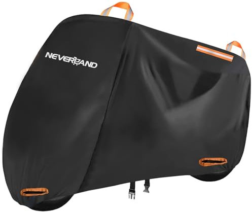 NEVERLAND Telo di Copertura Impermeabile per Moto, Telo Moto da Esterno Interno, 245 x 105 x 125 cm Tessuto Oxford 210D Telo Coprimoto Universale per Scooter Motorino Motocicletta Motocross (XL)
