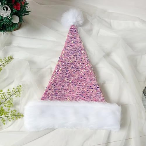 Mienocol Plüsche Weihnachtsmütze,Santa Mütze mit Plüsch Rand Bequemes Dicker Klassischer nikolaus mütze aus Samt Weihnachtsmann-Kostümzubehör