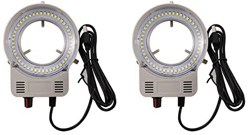 Reinscer 2X 48 LED Industrial Microscope Camera Light Source Ring Lamp Light Illuminator Lamp Adjustable Brightness USB Interface