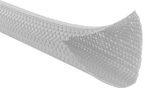 Kable Kontrol 10 Ft - 0.50 Inch Braided Cable Sleeve - Self Closing Split Wire Wrap Cord Hider Organizer Wire Loom Tubing Cover for Automotive, Industrial Cable Management - Platinum Gray