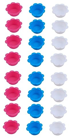 OHPHCALL 24Pcs Silicone Baking Set Non-stick Muffin Cups for Cupcakes Macarons and Desserts Heat Baking Random Color