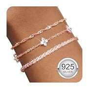 Finrezio 3 Piezas Pulseras Oro Rosa Mujer Apilables Circón Ajustables