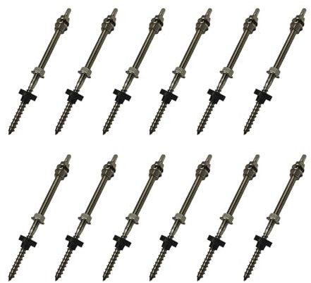 12x Handelskönig Stockschraube M10 x 250 mm V2A mit Dichtung & Sperrzahnmutter zur Montage von PV-Anlagen, rostfrei & wetterfest