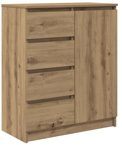 ULUYYUC Vetrinetta Soggiorno Mobile Cucina Salvaspazio Mobiletto da Esterno Mobile Basso Soggiorno - Credenza con Cassetti Rovere Artigianale 71x35x84 cm Truciolato per Bagno Salotto Ingresso