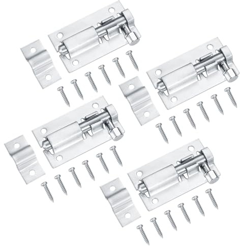 4 Pcs 3 Inch Door Bolt Lock Latch, Heavy Duty Barrel Sliding Latch Lock | Stainless Steel Strong Door Security Bolts with Screws for Shed Doors, Gates, Outhouse Doors, Bathroom(76 mm, Silver)