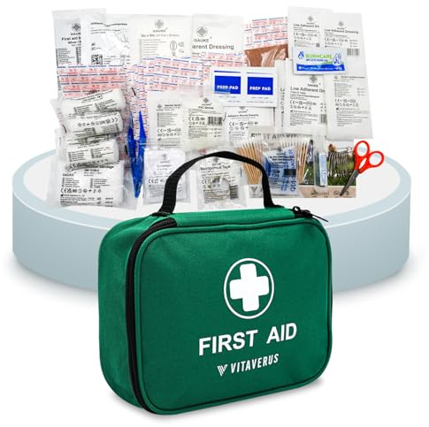 First Aid Kit - 230 Items Emergency kit - Includes Ice(Cold) Pack, Plasters, Bandages, Burn Gel & Emergency Blanket for Travel, Home, Office, Outdoor, Workplace & Car