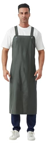 Nanxson unisex vattentäta gummiförkläden arbetsförkläde slaktarförkläde för industri, slaktarförkläde, rengöring, Armégrön, One size