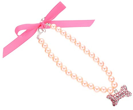 HEMOTON Collana di Perle per Cani e Gatti Squisito Collare da Festa con Decorazioni Brillanti Realizzato Materiali per Tutti i Tipi di Animali Domestici