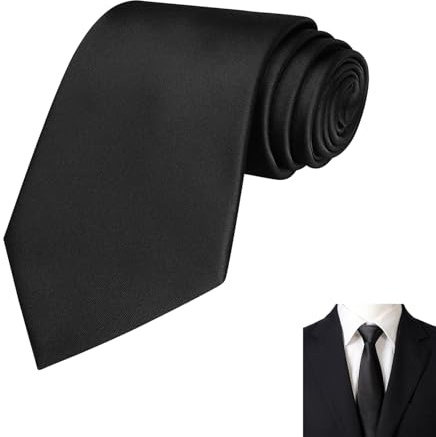 Black Tie,Black Ties for Men Funeral,Formal Mens&Boys Classic Solid Color Tie Accessory Set Women Exquisite Thin Slim Blacker Tir Necktie Suitable Fit in Office,Business,Cocktail Party,Weddings(145cm)