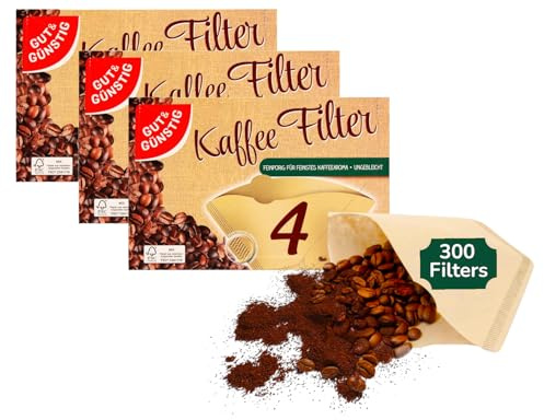300 Pack - Coffee Filter Papers Size 04 – Disposable Unbleached Filters for Pour Over & Drip Coffee Makers, U-Shaped Filters for Smooth Brew