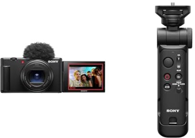 Sony ZV-1 II (ZV1M2) Vlogging Kamera – 20,1 MP, 4K Video, schneller Autofokus, Klappdisplay, Mikrofoneingang – Ideal für Vlogger & Content Creator, inkl. GPVPT3