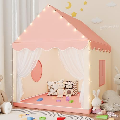 Prinzessin Zelt für Mädchen – Rosa Spielhaus mit Matte & Metallgestell, Kinderzimmer Dekor, Indoor Spielzelt für Kinder ab 3 Jahre, inkl. Tragetasche