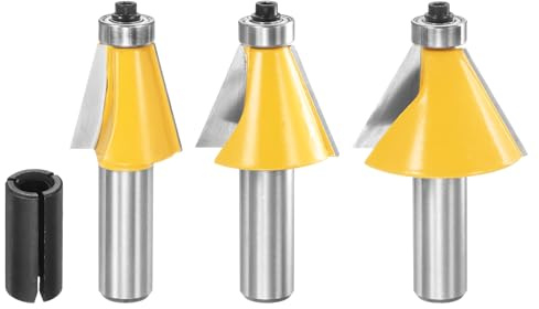 QUARKZMAN 3 Stück Fasenfräser-Set 1/4 Schaft 15 22.5 30 Grad Schneidwinkel Hartmetall Holzfräser Mit Aufnahme Für Holzbearbeitung