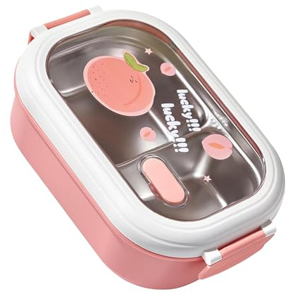 Sorandy Lunch Box Contenitore per Alimenti con Isolamento Termico in Acciaio Inossidabile a Tenuta Stagna per Ufficio Studenti, Materiale PP (PINK)