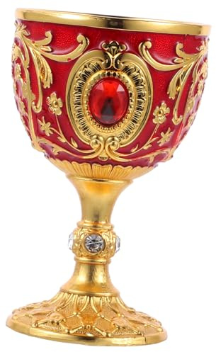Amosfun Petit Verre à Liqueur Métal 30 Ml Coupe Vintage Blanc Rouge, Verre à Vin Incassable pour Maison et Camping, Tasse à Thé Rétro, Accessoires Boissons Élégants