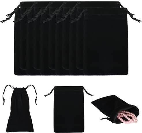 XTDMJ 40 Stück Samtbeutel, 10x15cm Portable Samtsäckchen Klein mit Kordelzug, Schwarze Weiche Schmuckbeutel für Schmucktasche Hochzeit Party Geschenksäckchen Weihnachtsverpackung