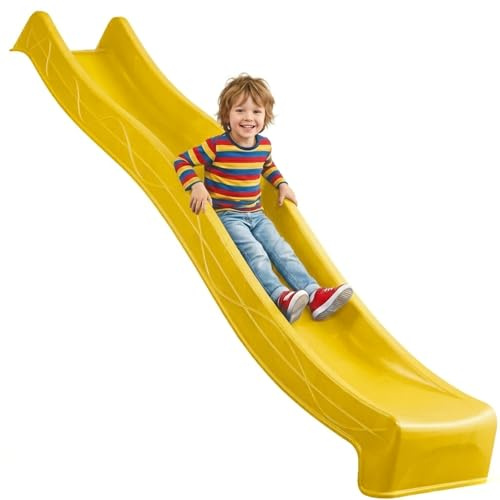 SPIELTURMKING Kinder Rutsche 2,90 m Outdoor Garten Spielgeräte, Gelb | Stabile Wasserrutsche für Kinder, Alternative zu Indoor Spielgeräten, Kinderrutsche 2,90 m, Wellenrutsche für Podestöhe 1,50