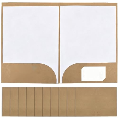 TENGWA 10 Piezas Carpetas de Papel Kraft A4 Carpeta de Archivos A4 Subcarpetas Cartulina con Ranura para Tarjetas de Visita y Doble Bolsillo para Documentos Reuniones e Informes