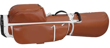 BAOFUYA Lättviktsväska för Golfstativ, Mikrofiberläderhållare för Golfklubbor för Damer, Triangulär Stödbas, Förvaring med Flera Fickor, 50 X 13 X 14,6 Tum för Körbana för kvinnor. (Brun)