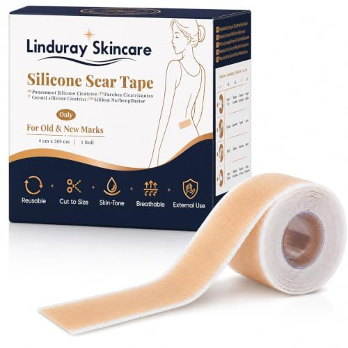 Cerotti cicatrici in silicone, ritagliabili, 1 rotolo (4 cm x 300 cm) | silicone, impermeabile, riutilizzabile, autoadesivo, tagliabile, delicato sulla pelle e traspirante