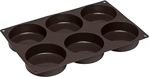 Lurch 85081 FlexiForm Burger Buns / Backform aus Silikon für 10 cm Pattys, 6-Fach, Braun