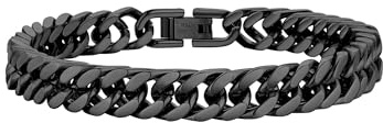 PROSTEEL Pulsera Cubana Hombre Negro Acero Inoxidable 8mm Ancho 21cm