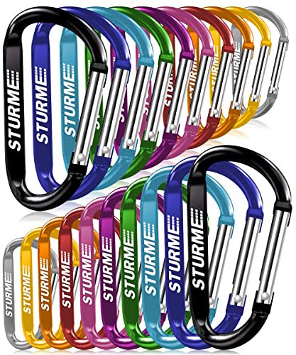STURME 20 Stück 6,9 cm Karabiner-Clip Langlebige Karabinerhaken Kleiner Karabiner Aluminium D-Clip für Angeln, Wandern oder Reisen