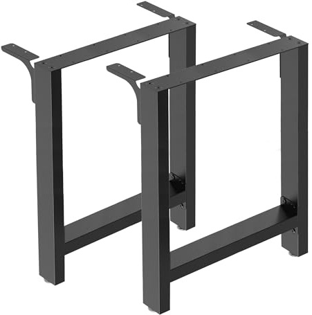 Wiltec Tischbeine aus Stahl 2er Set 60x72cm Vierkantrohre in schwarz pulverbeschichtet Tischkufen Tischgestell Tischuntergestell