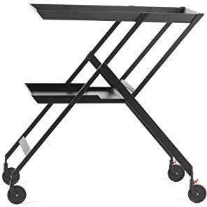 Alessi, Plico RS11 B, Klapp-Servierwagen aus Stahl, epoxidharzlackiert, schwarz. Ebenen aus Polyurethan.