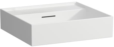 Laufen Kartell Lavabo sobre encimera sin agujero para grifo, con rebosadero, 500x460mm, H816332, Color: blanco mate