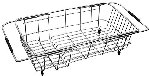 Keewah Expandable Dish Drainer Drying Rack Over The Kitchen Sink - 16.1” x 9” - Stainless Steel