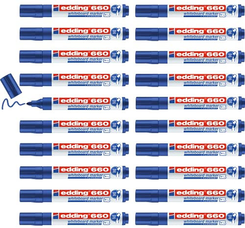 edding 660 Whiteboardmarker - blau - 20 Whiteboard Stifte - Rundspitze 1,5-3 mm - Boardmarker abwischbar - für Whiteboard, Flipchart, Magnettafel, Memoboard - Sketchnotes - nachfüllbar