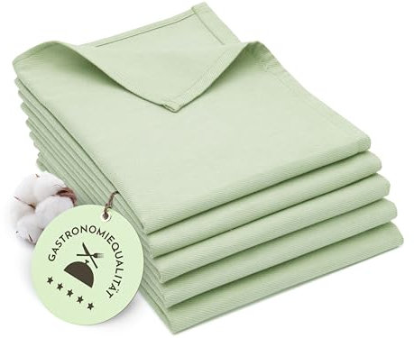 ZOLLNER 5er Set Geschirrtücher Baumwolle in 50x70 cm - super saugstarke und robuste Küchentücher - waschbar bis 60°C – in lindgrün - Gastronomiequalität - Oeko Tex® Zertifiziert