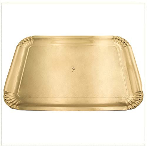 VIRSUS Vassoio/Navetta in Cartone di Colore Oro per Pasticceria disponibile in confezione da 10 kg (circa 42pz) – Formato 47x35cm Misura 9 – Vassoi Monouso per Dolci, Pasticcini, Torte - C