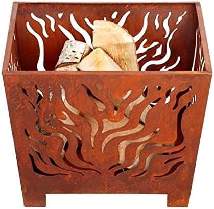 Garden Mile Chimenea - Quemador de leña para chimenea, quemador de madera para jardín al aire libre, calefacción de jardín para fuego, cuadrado