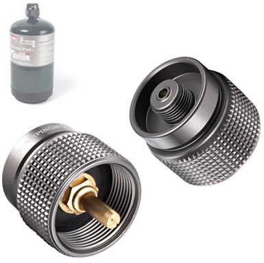 CAMPINGMOON 2pcs set Camping Grill Gas Stove Adapter, Input: 16oz/1Lb Small Propane Canister, Output: EN417 Lindal Valve Z22-2p