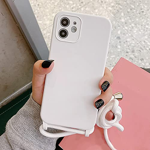 Emlivi Handykette Hülle iPhone 11 Pro, Necklace Handyhülle, Umhängeband Handykordel Schutzhülle, Weich Schultergurt Silikonhülle,TPU Cover mit Stylische Band, Kette Case für iPhone 11 Pro, Weiß